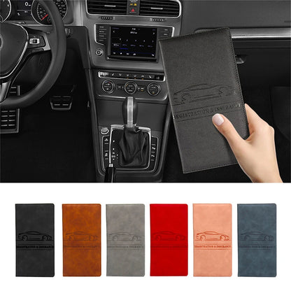 Leather Car Registration & Insurance Holder – Men's Driving License Cover, Auto Documents & Credit Card Storage Bag