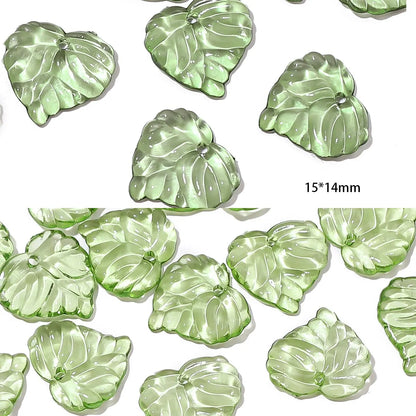 100pcs Mini Acrylic Tree Leaf Beads - Small Loose Beads for DIY Handmade Necklaces, Earrings & Jewelry