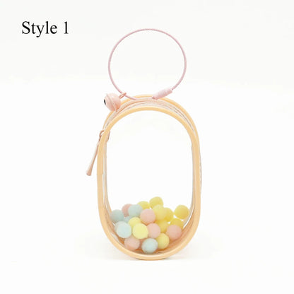 Transparent Jewelry Organizer Box – Plastic Storage Pouch with Keychain, Dustproof Case, Cute Doll Bag for Accessories