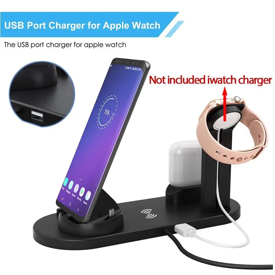30W 7-in-1 Wireless Charger Stand Pad: Fast Charging Dock Station for iPhone 14/13/12 Pro Max, Apple Watch, Airpods Pro, iWatch 8/7