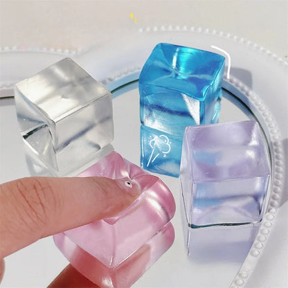 15Pcs Mini Ice Cube Squishy Stress Relief Toys – Transparent Squeeze Ice Block Fidget Set for Kids, Anxiety Relief & Sensory Gift Pack