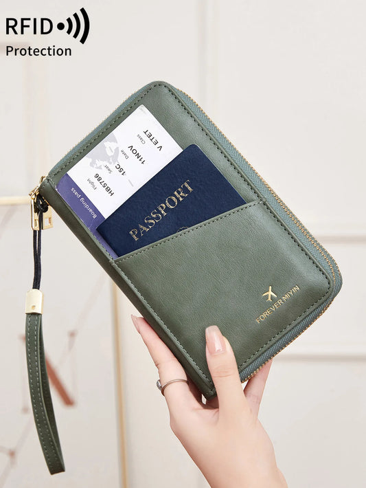 New Travel Passport Wallet – Fashionable Multi-Functional Double Zipper PU Leather Passport Cover with Clip