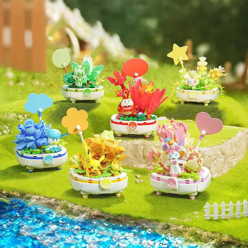 New Anime Pokémon DIY Building Block Toys – Pikachu, Sylveon, Togepi Cartoon Figures for Home Decoration