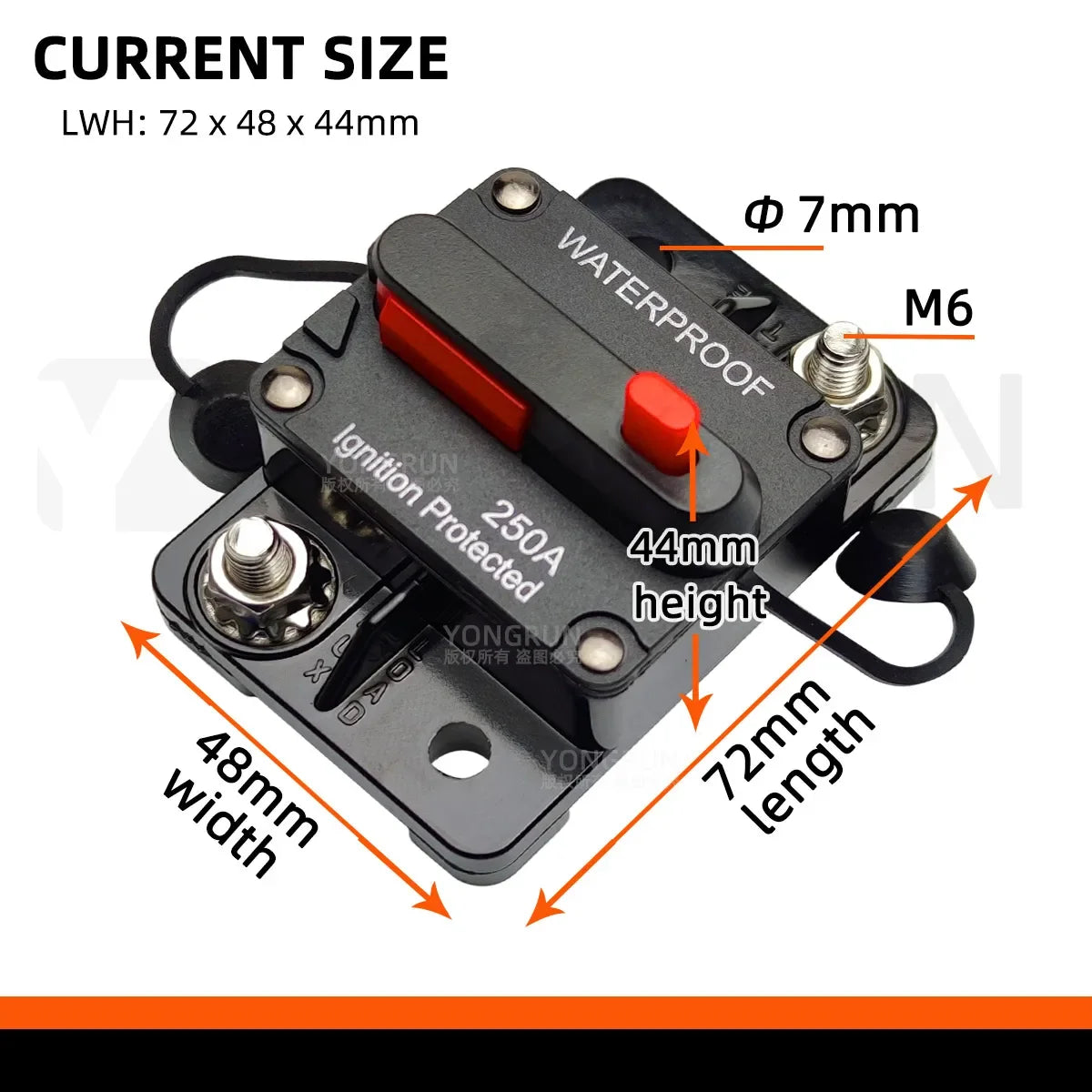 Manual Reset Circuit Breaker - 20A-300A Waterproof 12V-48V DC Car Audio Marine Fuse