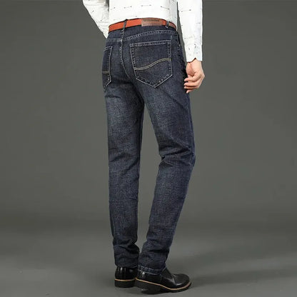 Wthinlee Men's Business Jeans - Casual Straight Stretch Denim Trousers, Classic Blue & Black Workwear, Brand Clothing