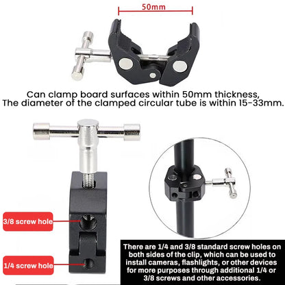 7/11/20 Inch Metal Articulating Magic Arm – Super Clamp Stand for DSLR Camera & Photo Studio Accessories