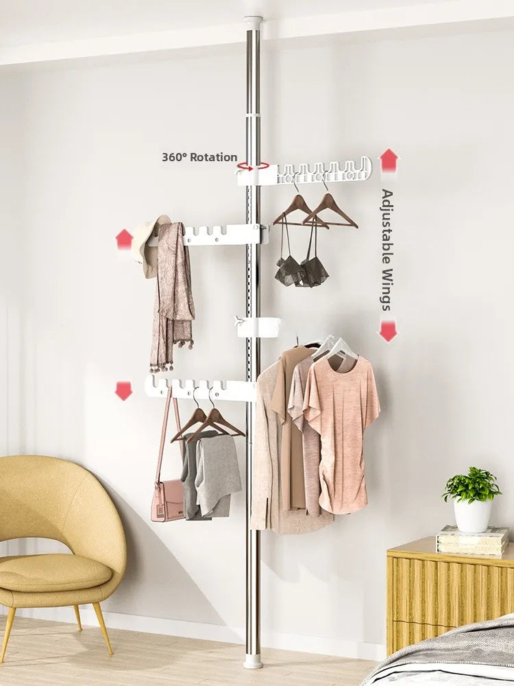 High-Bearing Floor-to-Ceiling Clothes Drying Rod — Indoor Hanging Rack, No Drilling Required