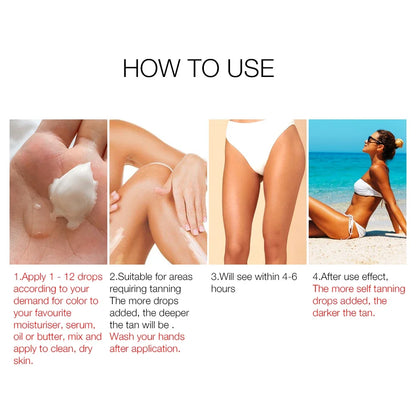30ml Self-Tanning Drops — Natural-Looking Sunless Body Tanner Lotion for Skin Care
