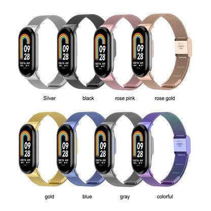 Stainless Steel Mesh Strap for Xiaomi Mi Band 9 & 8 – Metal Replacement Watchband Accessory