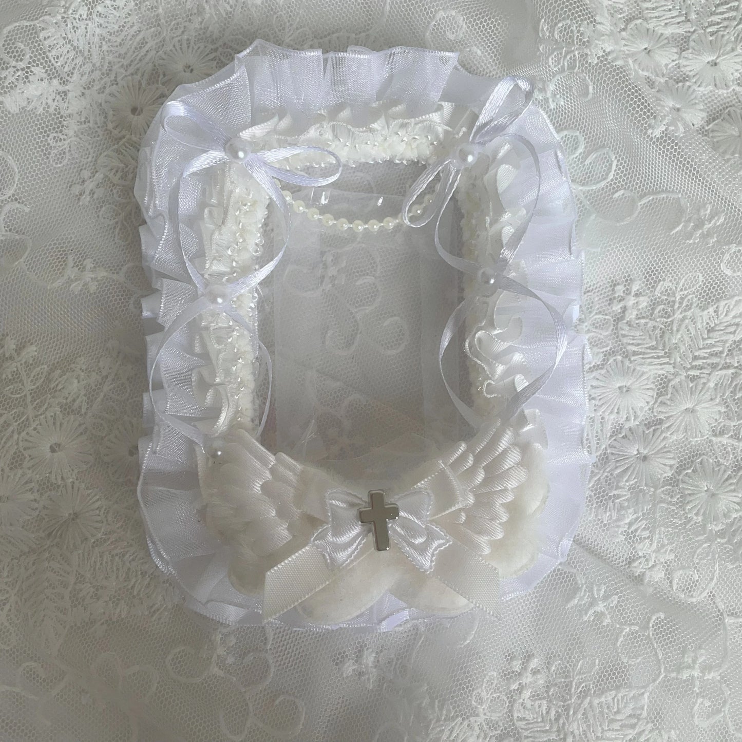 Lace Bow Pearl Card Holder - Decorative Photo Card Cover for DIY Crafts, Scrapbooking & Display