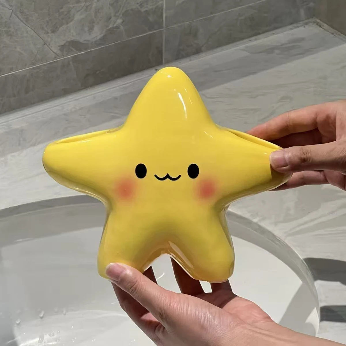 Star-Shaped Toothbrush Holder - Cute Freestanding Bathroom Organizer for Toothbrush & Toothpaste