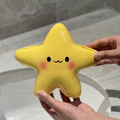 Star-Shaped Toothbrush Holder - Cute Freestanding Bathroom Organizer for Toothbrush & Toothpaste