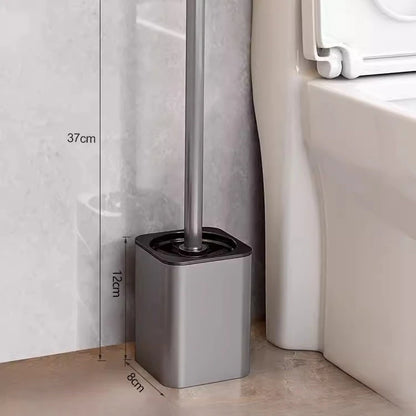 Luxury Metal Toilet Brush - Wall Mounted Holder with No Dead Angle Cleaning Tool for Modern Bathroom