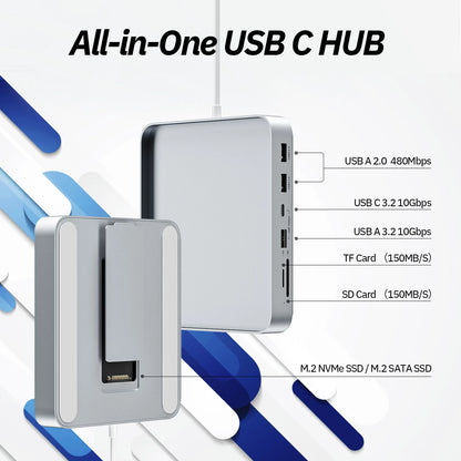 Minisopuru USB-C Hub for iMac 24-Inch 2021/2023/2024 — Supports M.2 NVMe SSD, USB-C/A 10Gbps, SD/TF Card Reader Accessories