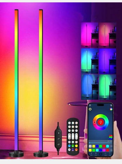 Smart RGB LED Floor Lamp - Remote & APP Control, Music Sync, Timer, Modern Corner Lighting for Bedroom & Living Room