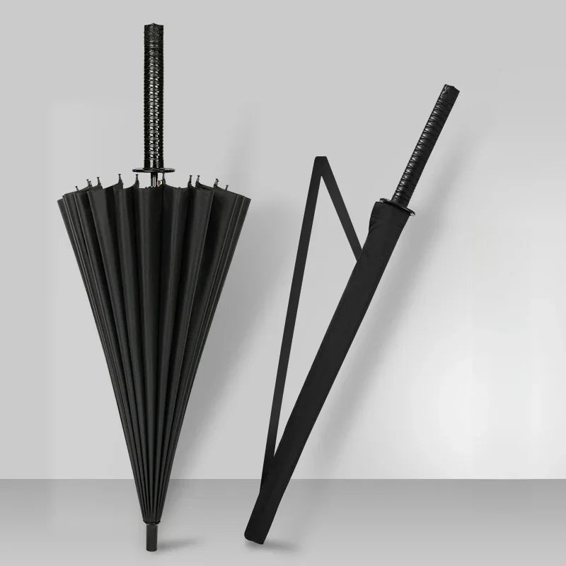 Katana Sword Umbrella - Long Handle Samurai Style UV Blocking Rain Parasol for Demon Slayer Ninja Fans
