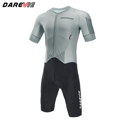 DAREVIE Cycling Set - Gravel Skinsuit with 6 Pockets, 2L+ Capacity & Seamless Anti-Slip Leg Grippers