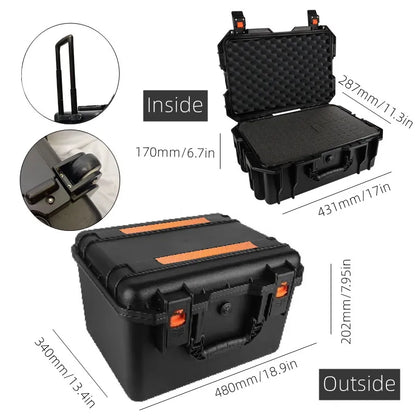 Trolley Toolbox with Wheels — Large Portable Tool Storage Case, Professional Plastic Instrument & Safety Equipment Box