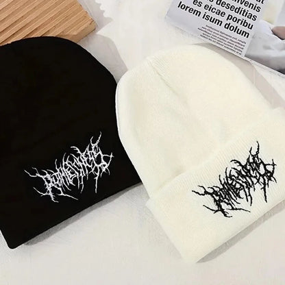 Winter Knitted Beanie Hat for Men & Women – Gothic Punk Street Style Skull Cap, 100% Acrylic Warm Fashion Beanies
