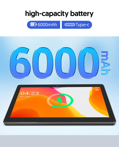 BAKEN 10.1" Android 13 Tablet – 4GB+64GB, Quad-Core, Dual Cameras, WiFi & Bluetooth 2-in-1 Tablet