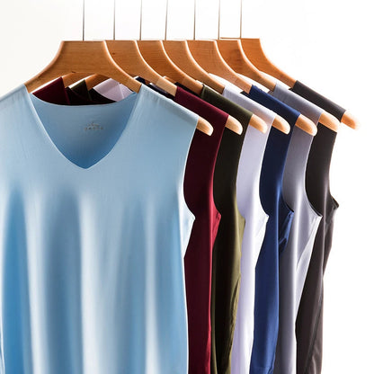 Men’s Silk Seamless Tank Top – Sleeveless Sport Vest Casual Gym Undershirt for Summer Comfort Wear
