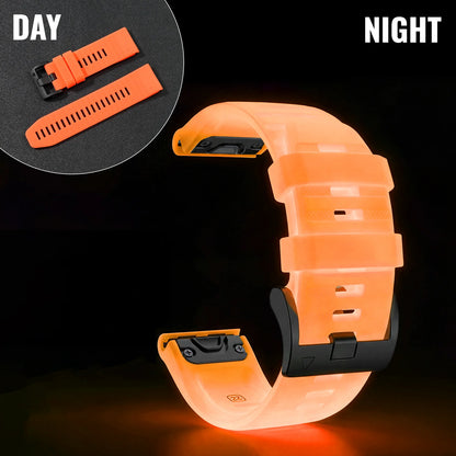 22mm/26mm Luminous Silicone Watch Band for Garmin Fenix, Epix, Enduro and Forerunner - Quick-Fit Sport Replacement Strap