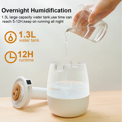 1300ML Air Humidifier – Double Spray Port Essential Oil Diffuser with USB & Light for Home and Office
