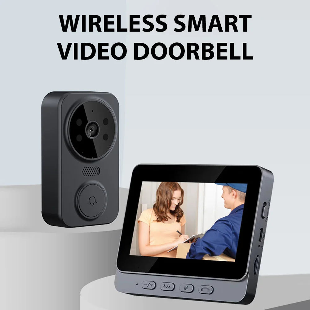 4.3" IPS Wireless Video Doorbell — 2.4G Smart Intercom with HD Screen, Two-Way Communication, and Video Monitoring