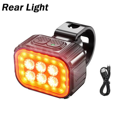 USB Rechargeable Bicycle Light Set – Waterproof LED Front Headlight & Rear Taillight for Mountain and Road Bikes