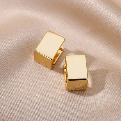 2024 Gold Square Hoop Earrings – Stainless Steel Geometric Jewelry for Women