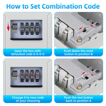 Camluxy Wall-Mounted Key Lock Box – Weatherproof 4-Digit Password Safe for Indoor & Outdoor Anti-Theft Key Storage