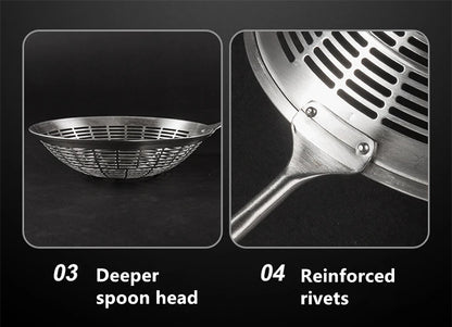 3 Sizes Round 304 Stainless Steel Strainer Set – Long Handle Kitchen Sieves for Hot Pot, Oil Filter & Cooking Tools