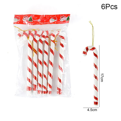 6PCS Christmas Candy Cane & Lollipop Hanging Ornaments – Festive Tree Pendants for Home Holiday Decor