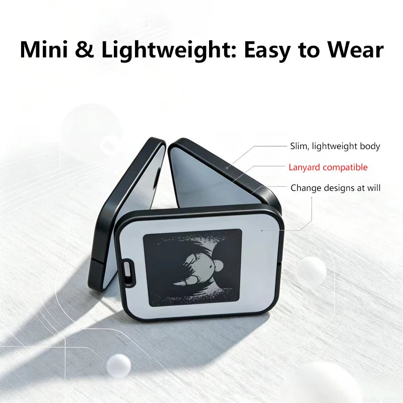 Lenovo Mini E-Ink Desktop Display - 1.54-Inch NFC Electronic Ornament and Bag Charm