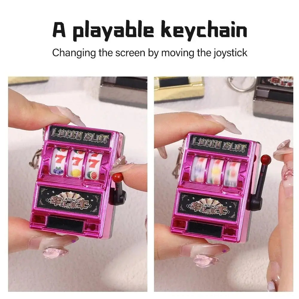 Mini Slot Machine Keychain – Creative Arcade Lucky Jackpot Toy for Fun & Stress Relief
