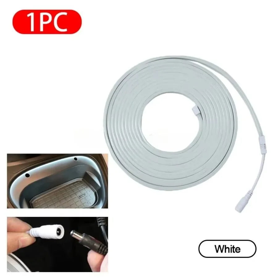 5M Flexible LED Ambient Light Strip – DC12V Silicone Interior Car Decorative Lamp for Tesla Model 3/Y/S Trunk & Frunk DIY Lighting