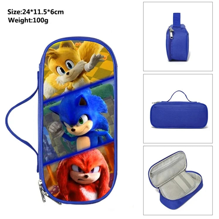 3PC Sonic Backpack School Bag Set – Anime Cartoon Zipper Backpack for Boys & Girls, Primary and Middle School Students