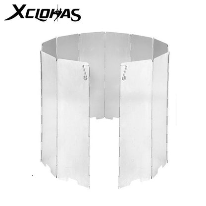 Aluminum Alloy Gas Stove Wind Shield – Windproof Screen for Outdoor Camping & Picnic (8-16 Plates)