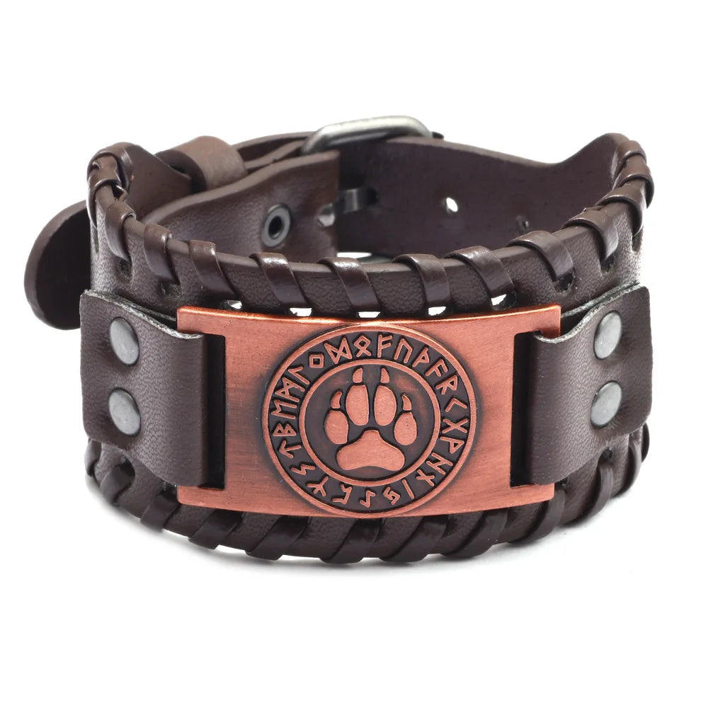 Trendy Viking Bracelet – Nordic Rune Compass & God Bird Charm Leather Woven Jewelry for Men, Fashion Accessory & Party Gift