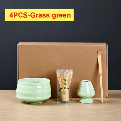 4/6Pcs Bamboo Matcha Tea Whisk Set – Scoop, Brush, Strainer & Bowl for Japanese Tea Ceremony