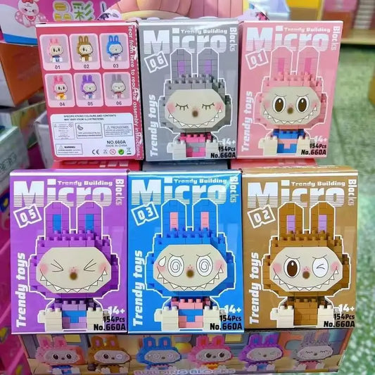 12PCS Labubu Blind Box Toys – Small & Micro Particle Puzzle Assembly Mysterious Gift for Children