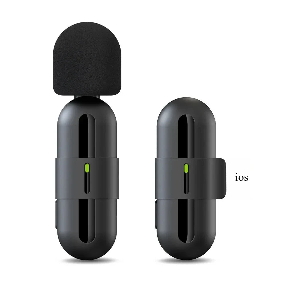 Basix Mini Wireless Lavalier Microphone - Noise Cancelling Portable Mic for iPhone Android Camera Live Interviews