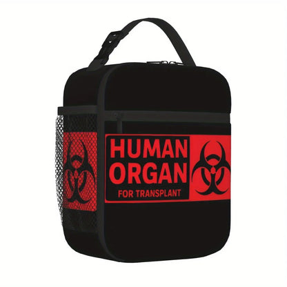 Human Organ Transplant Insulated Lunch Bag - Large Cooler Tote for Meals & Food Storage