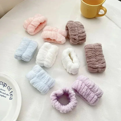 Microfiber Wrist Washband – Absorbent Wrist Sweatband Scrunchies for Women, Face Wash Towel Band, Headband Accessory