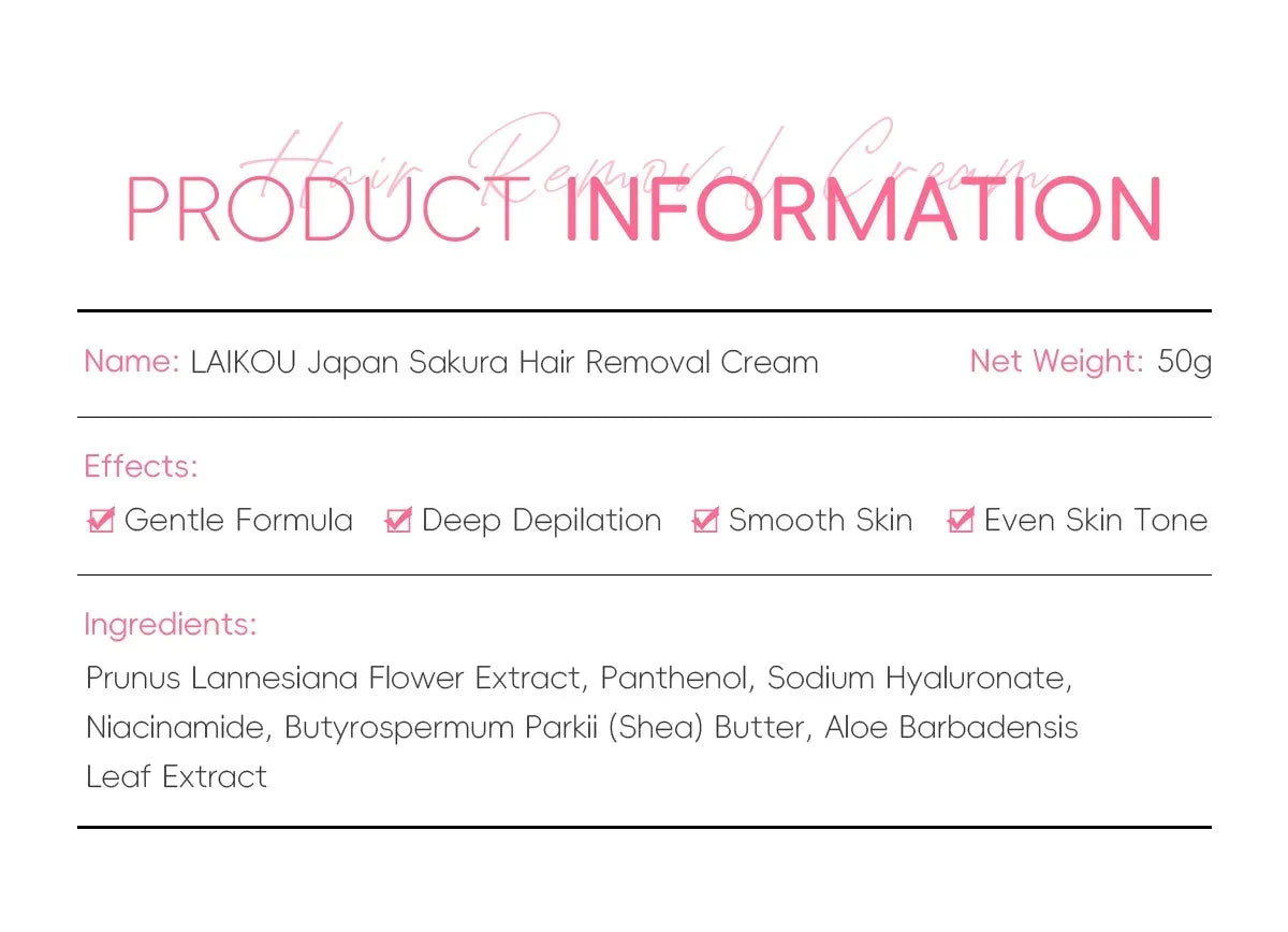 LAIKOU Hair Removal Cream for Men & Women — Painless Body & Intimate Area Epilator with Hair Growth Inhibitor, 50g