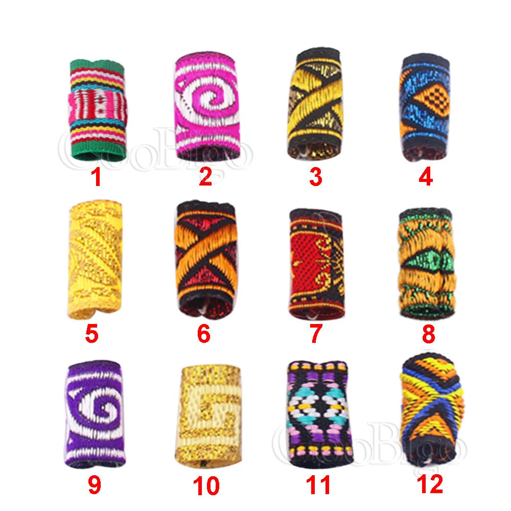 Braid Hair Rings & Tubes — Hip-Hop Dreadlock Beads, Embroidery Fabric Clips, Cuffs & Hair Decor DIY Craft Supplies by CooBigo