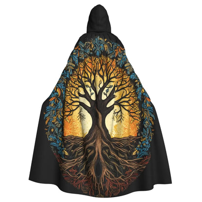 Tree of Life Celtic Cloak – Hooded Medieval Costume for Adults, Witch, Wicca, Vampire & Elf Purim Carnival Party