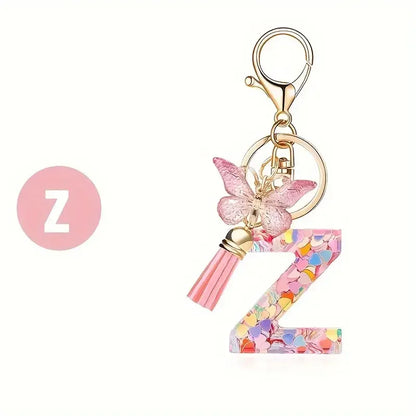 A-Z Letter Keychain - Personalized Metal Initial Pendant for Women, Car Keys & Bag Accessories