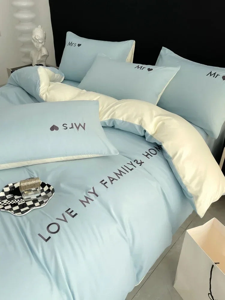 Nordic Luxury Egyptian Cotton Bedding Set - King, Queen, Double, Twin Size with Sheet, Duvet Cover & Pillowcases