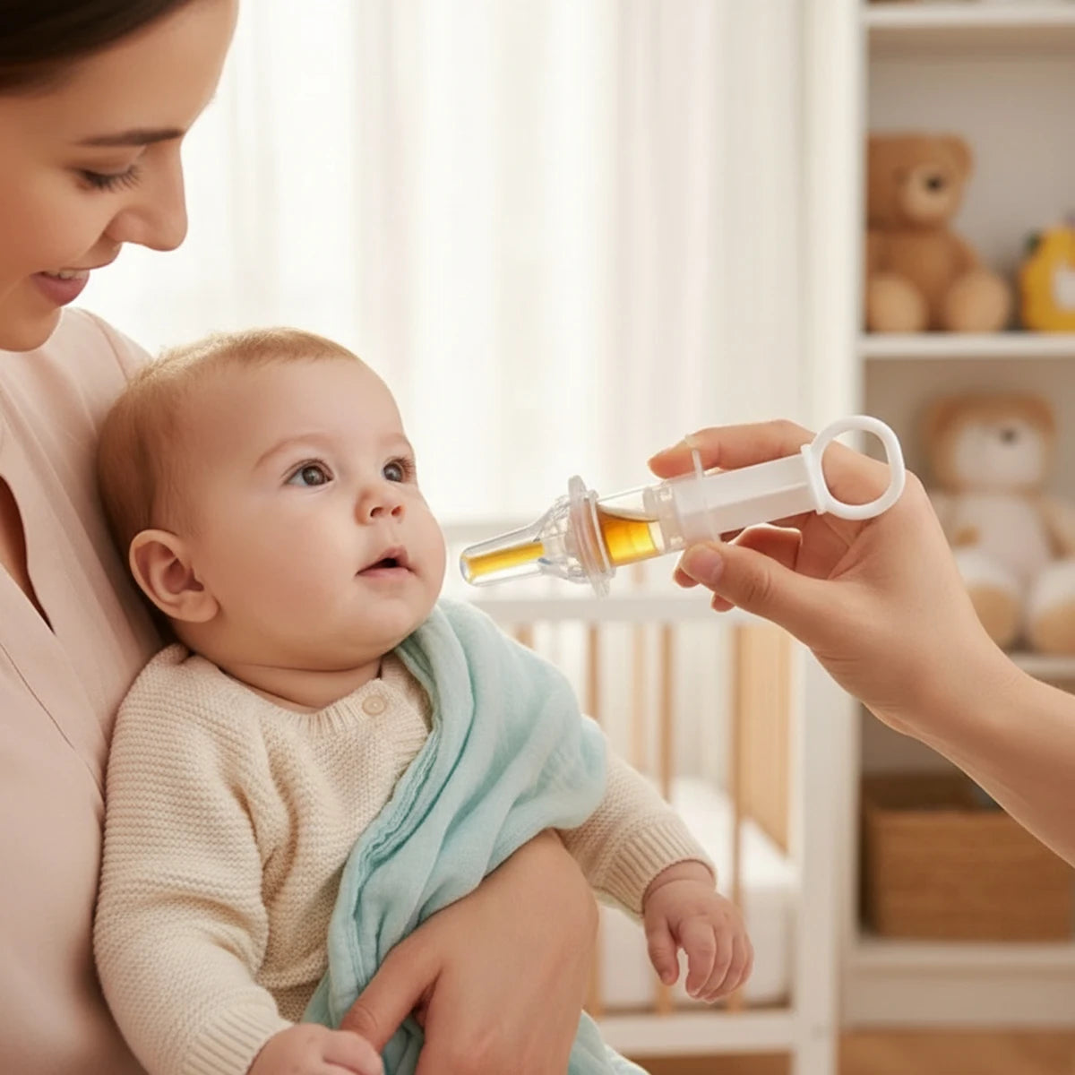 Baby Medicine Dispenser with Pacifier Tip – Soft Silicone Dropper for Infant Liquid Medicine and Vitamins